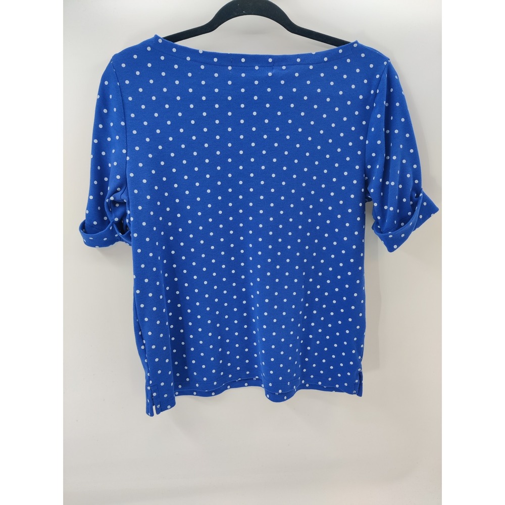 Karen Scott Womens Top PL Blue Polka Dot 3/4 Sleeve Boat Neck Knit‎ Casual - Picture 2 of 7